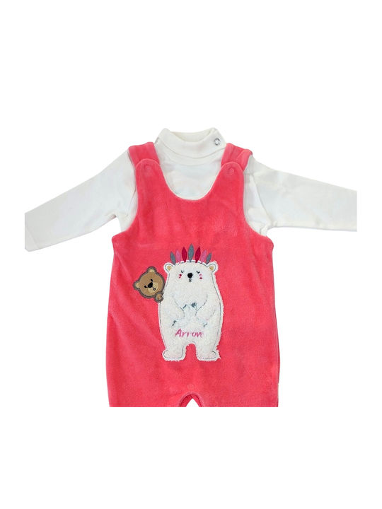 Baby Train Velour shorts & T-shirt/Coral Hedgehog