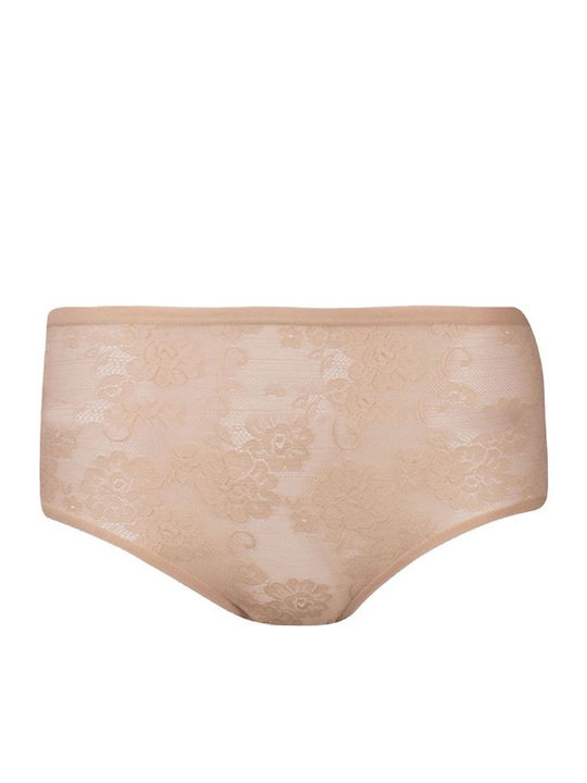 Sexen Midi Βαμβακερά Γυναικεία Slip 3Pack με Δαντέλα Beige