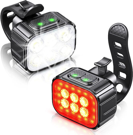 Bicycle Light Set Zola Front Rear Usb Ip65 Usb Type-c Cable Square Pattern 6 Lighting Modes