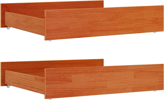 vidaXL Bed Drawer made of Wood with Wheels Coffee 90x93x18cm 2pcs