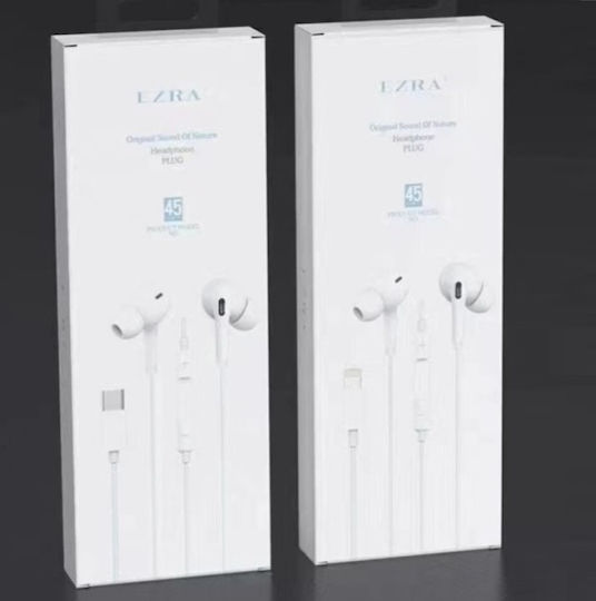 Ezra EP45 In-ear Handsfree με Βύσμα USB-C Λευκό