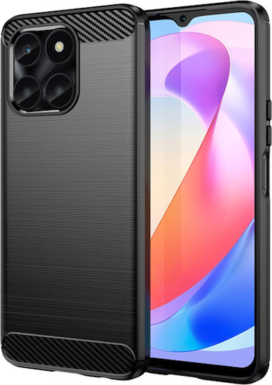 Techsuit Carbon Umschlag Rückseite Silikon Schwarz (Honor X6a - Huawei)