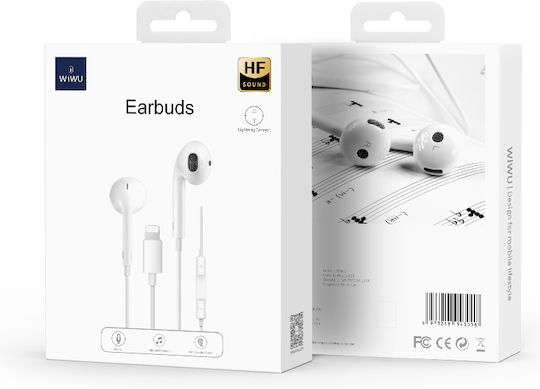 Wiwu 302 Handsfree cu două căști cu mufă Lightning Alb
