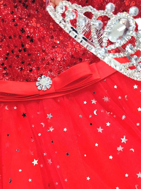 Baby Train Kids Dress with Sequins red