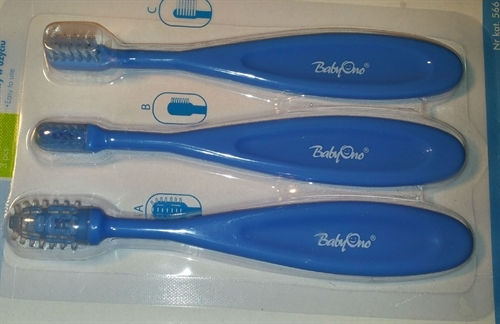 Babyono Babyono Children's & Baby Manual Toothbrush Set 3 Pieces Blue