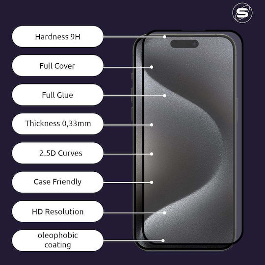 Sonique Hardy Glass 2.5D Full Glue Full Face Tempered Glass Black (Realme C55)