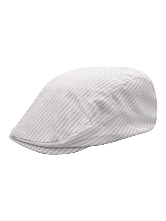 Men's Striped Beige Cotton Trilby Hat