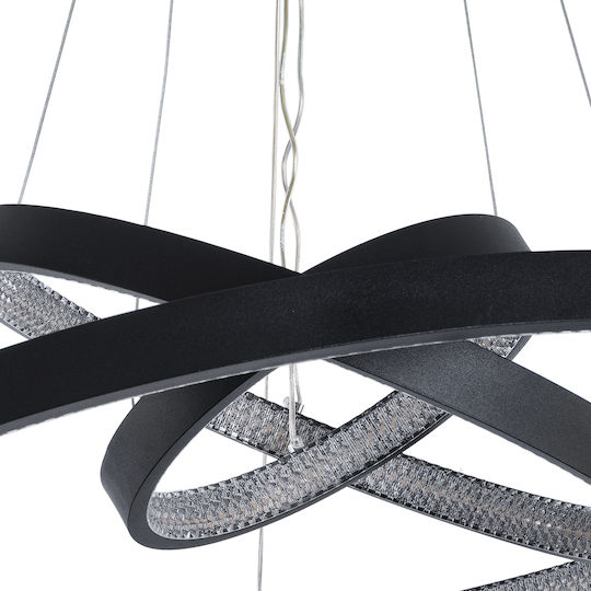 GloboStar Diamond Κρεμαστό Φωτιστικό Μαύρο LED με Ρυθμιζόμενο Λευκό Φως 94.5x68.5x90εκ.