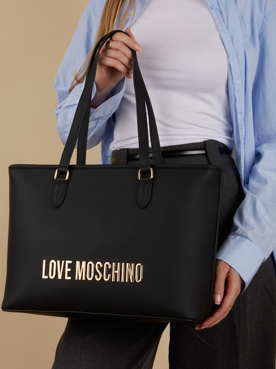 Moschino Damen Tasche Shopper Schulter Schwarz