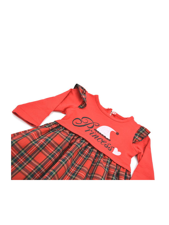 Princess Kids Dress Checked red