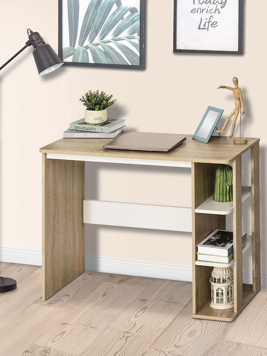 Desk Wooden White and oak 100x44x74cm