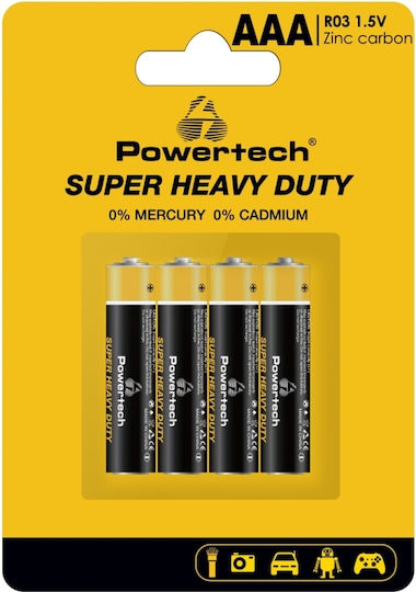Powertech Цинкови батерии Цинк AAA 1.5V 4бр