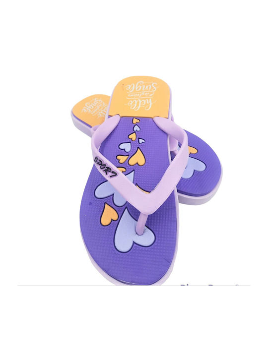 Παιδικές Σαγιονάρες Flip Flops Μωβ Καρδιές