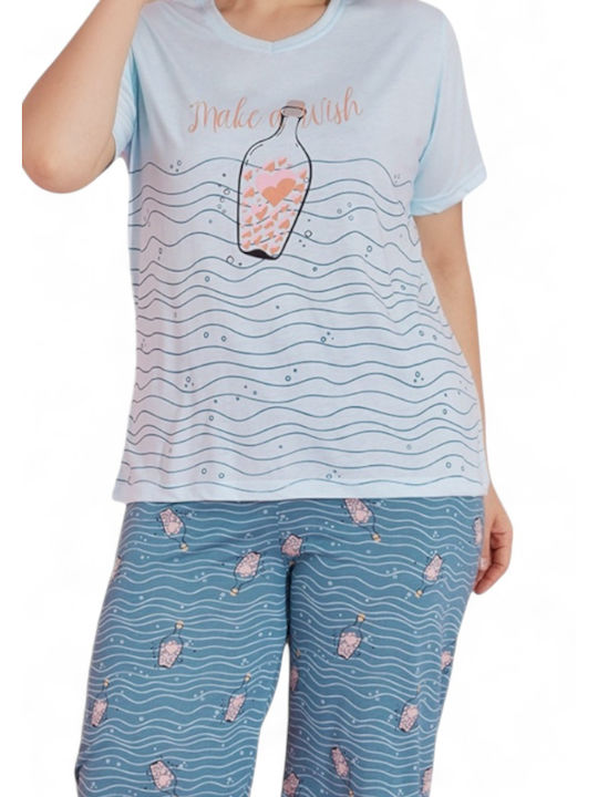 PijaMood Summer Women's Pyjama Set Light Blue