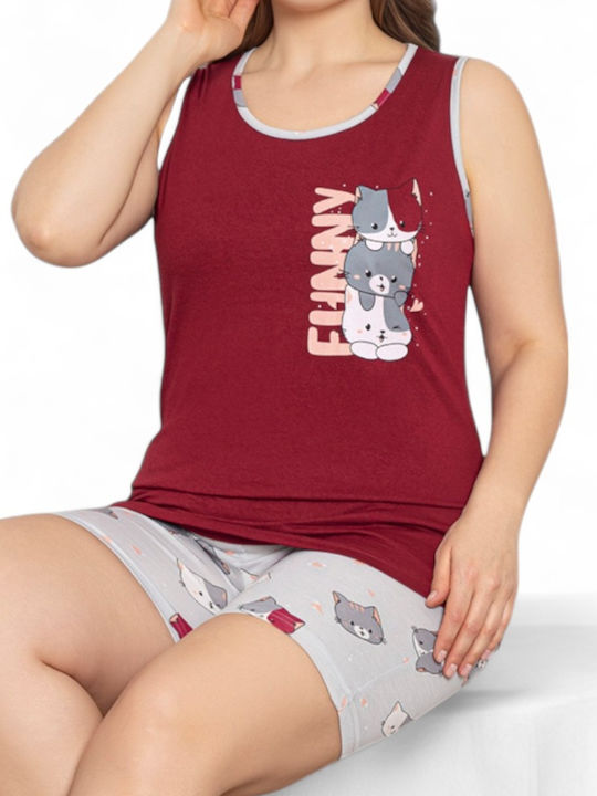 PijaMood Summer Women's Pyjama Set Bordeaux