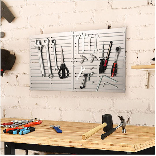 Wall-Mounted Metal Magnetic Tool Storage System 4 Panels 60 X 30 Cm Costway Td10012sl