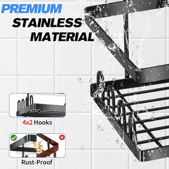 Quasar Wall Mounted Bathroom Shelf Metallic with 5 Shelves Black