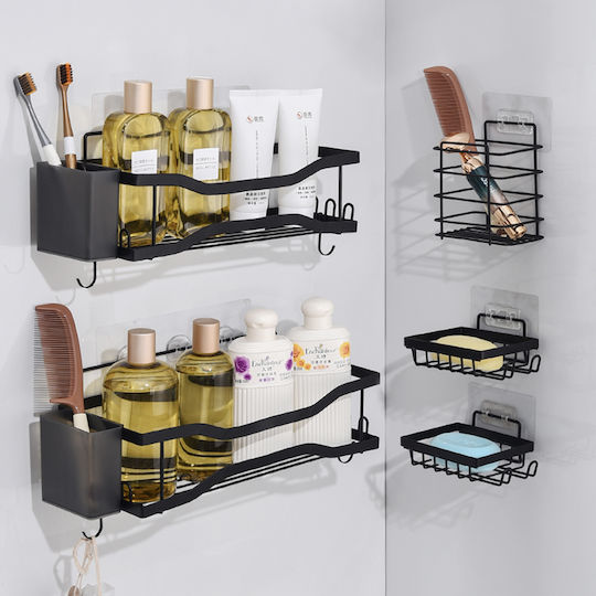 Quasar Wall Mounted Bathroom Shelf Metallic with 5 Shelves Black