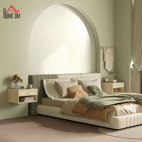 Wooden Beige Bedside Tables 2 Pieces 40x34x23cm
