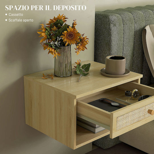 Wooden Beige Bedside Tables 2 Pieces 40x34x23cm