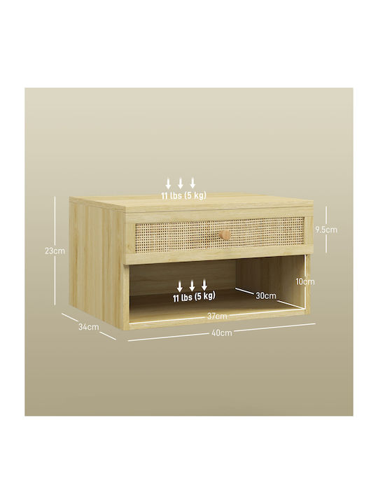 Wooden Beige Bedside Tables 2 Pieces 40x34x23cm