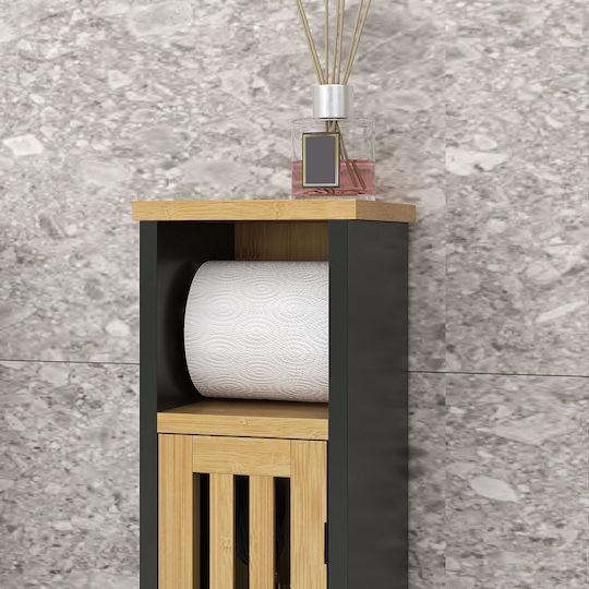 HomCom Ντουλάπι Μπάνιου 18x18x75cm Μαύρο