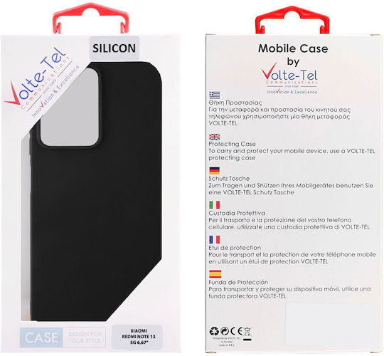 Volte-Tel Back Cover Σιλικόνης με Λουράκι Μαύρο (Redmi Note 13 5G)