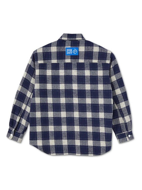 Polar Men's Shirt Long Sleeve Flannel Navy Blue