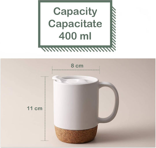 Quasar Κούπα Κεραμική με Καπάκι Λευκή 400ml 4τμχ
