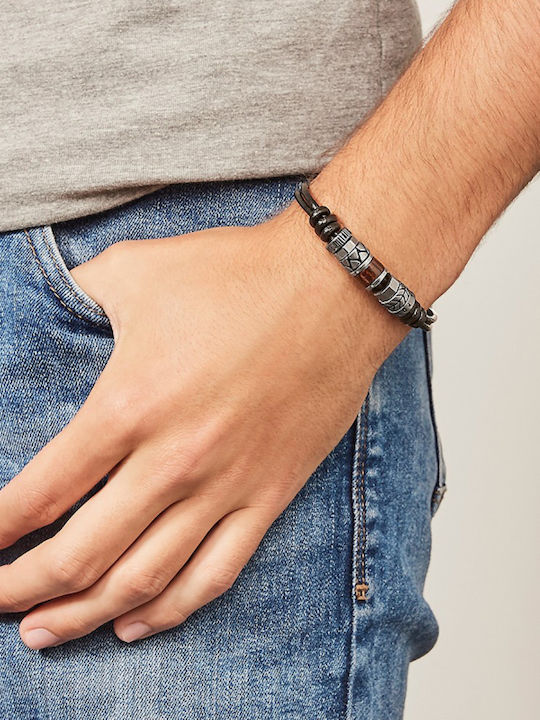 Fossil Casual Vintage Ανδρικό Βραχιόλι από Δέρμα 21.5cm