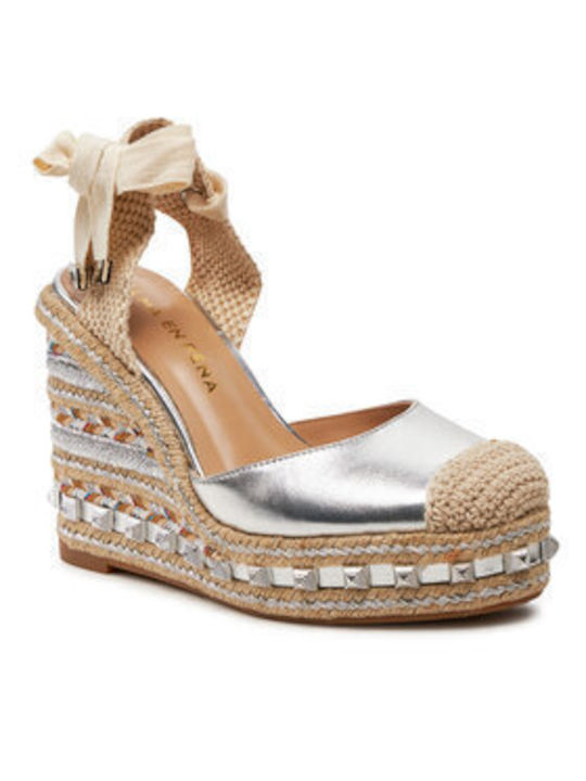 Damenplattformen im Espadrilles-Stil Silber