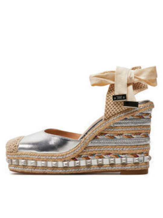 Damenplattformen im Espadrilles-Stil Silber