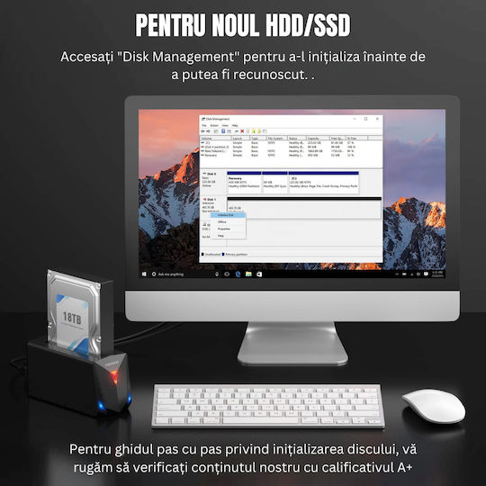 Fideco Docking Station pentru 2 Hard Disk-uri SATA 2.5" / 3.5" cu conectivitate USB 3.0