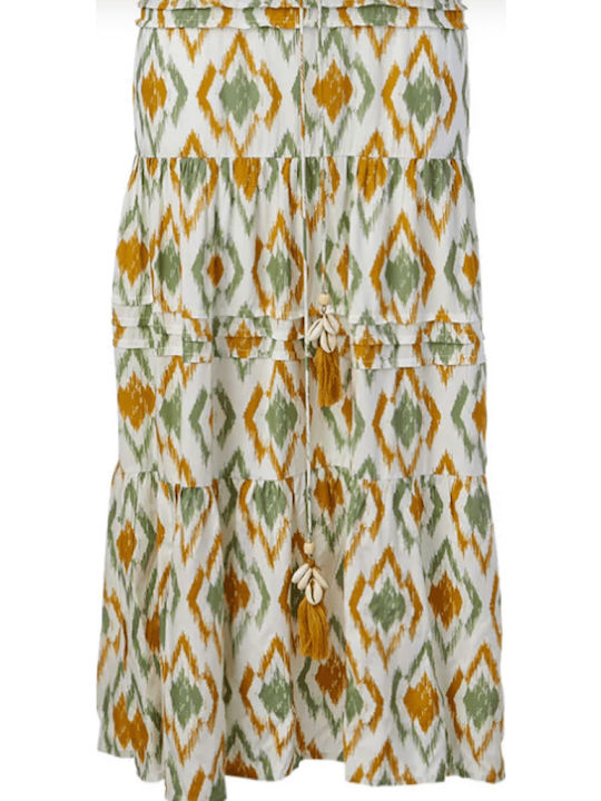 Rochii De Vară Pentru Femei Midi Rochie-Cămașă Cu Volane Olive