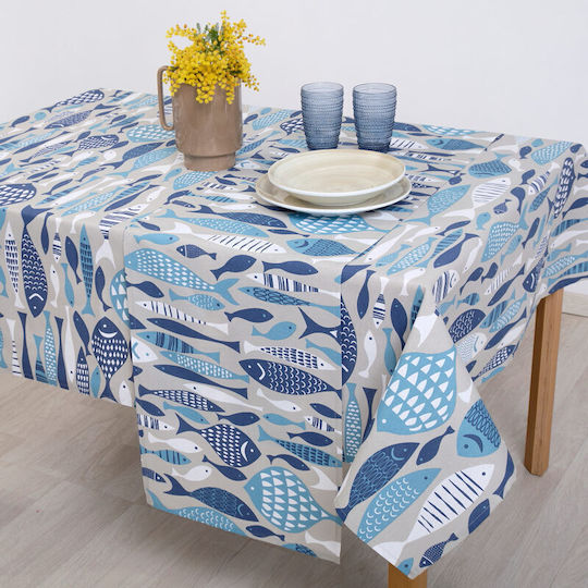 Dimeco Rotunda Aquarius Blue Tablecloth 220cm