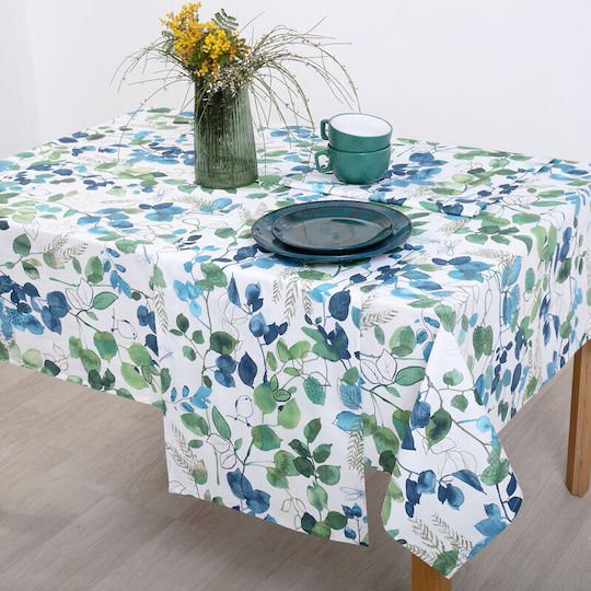 Dimeco Tablecloth Cotton Grace Petrol 140x220cm