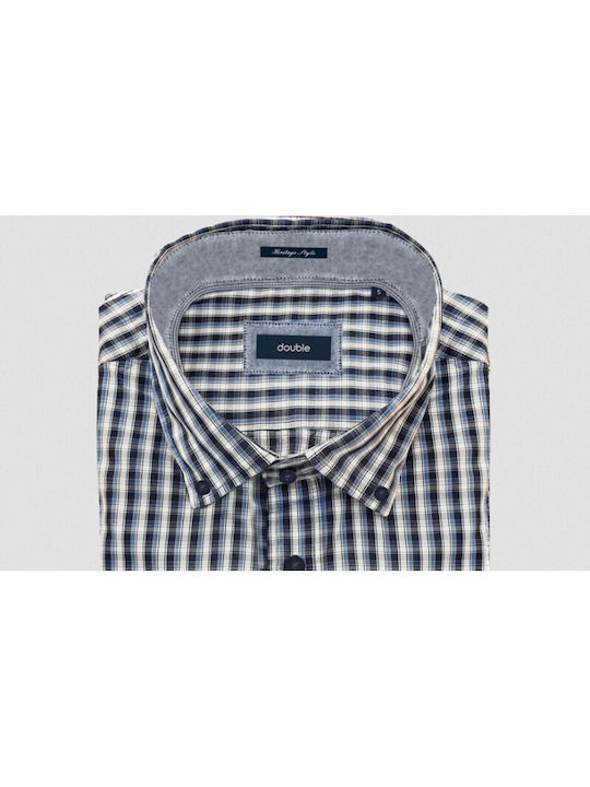 Double Men's Shirt Cotton Navy Blue