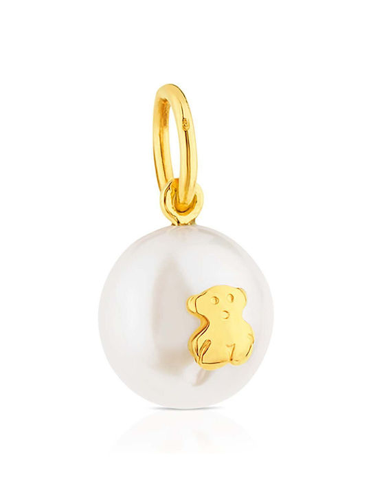 Tous Charm from Gold Plated Silver with Pearls