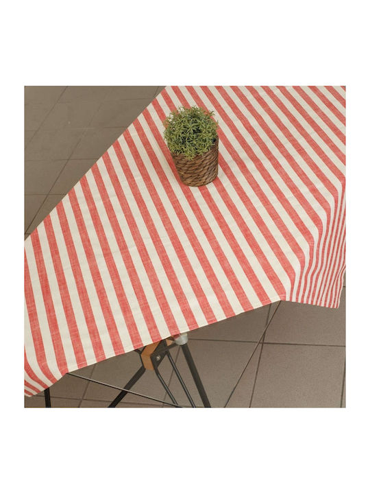 Borea Tablecloth Cotton Stain Resistant Striped Red 140x220cm