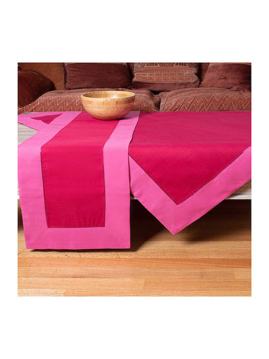 Silk Fashion Tablecloth Cotton with Embroidery Set Bg17 Purple-Fuchsia 140x140cm