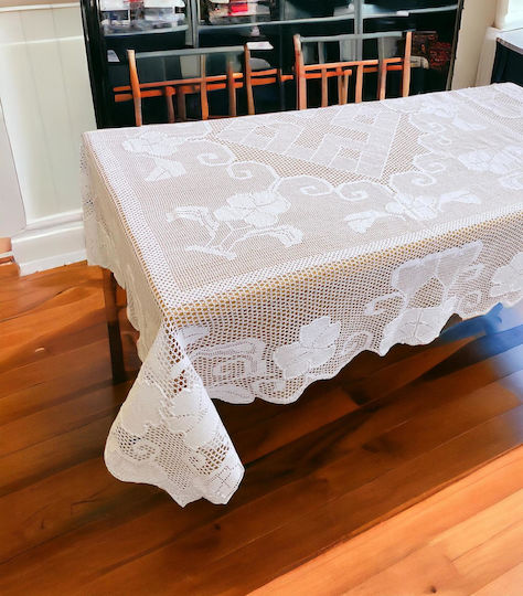 Linea Home Τραπεζομάντηλο Πλεκτό Λευκό 180x180εκ.