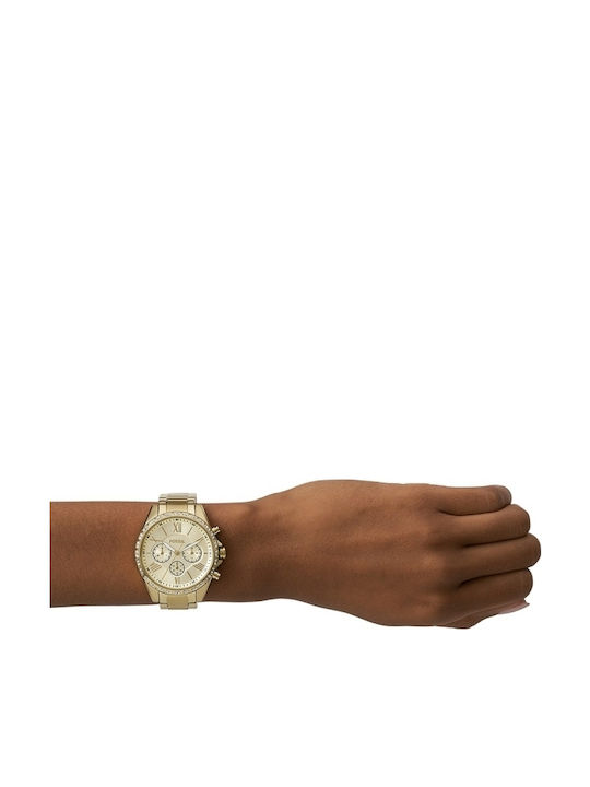 Fossil Courier Γυναικείο Ρολόι 40mm Χρονογράφος Μπαταρίας με Χρυσό Μεταλλικό Μπρασελέ