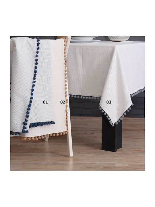 Rythmos Pom Pom Cotton Tablecloth 2 Μπεζ 140x220cm