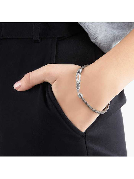 THOMAS SABO 925 Sterling silver LEATHER BRACELET GREY A2012-682-5 Brand bracelets