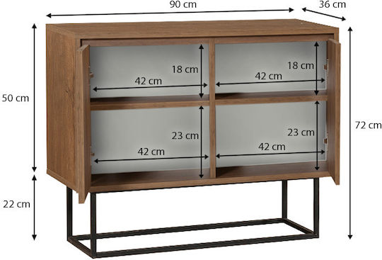 Μπουφές Amedeo Walnut 90x36x72cm