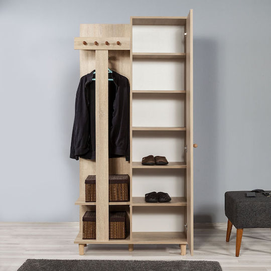 Soho Eingangsmöbel mit Garderobe & Schuhschrank Sonoma 90x36x194cm