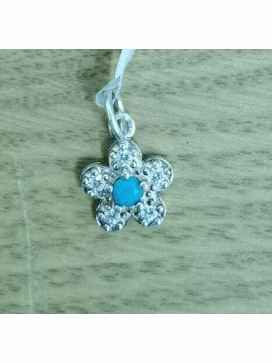 Pandantiv din argint 925 Jolie design floare argintie pietre 0.9 G 1 X 1 Cm Albastru