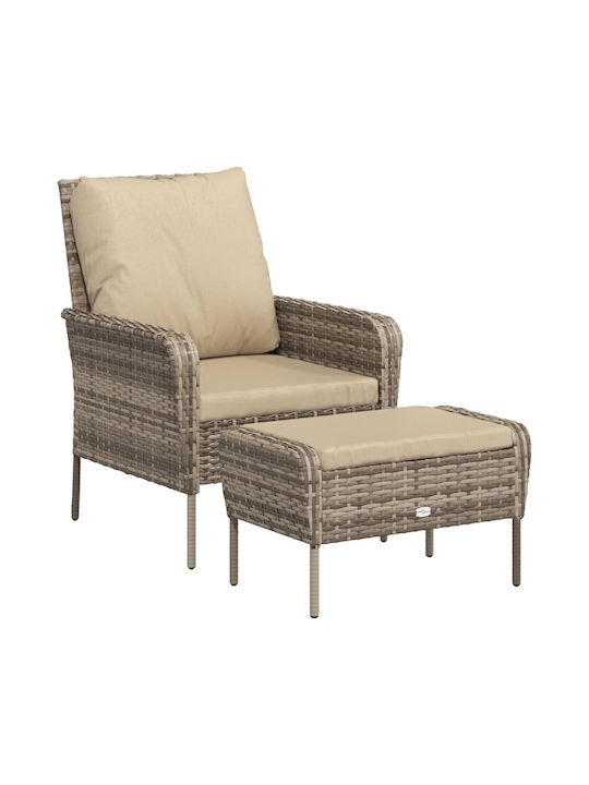 Outdoor-Sessel Rattan Coffee mit Kissen 69x78x88εκ.