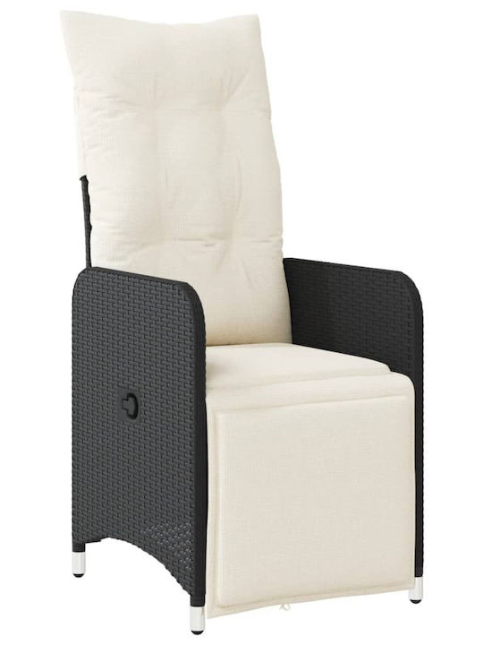 Outdoor Armchair Rattan Black with Cushion 1pcs 54.5x58.5x92cm.
