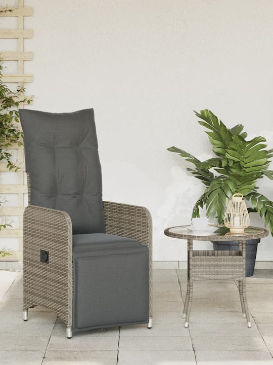 Fotoliu de exterior Rattan Gri cu pernă 54.5x58.5x92cm